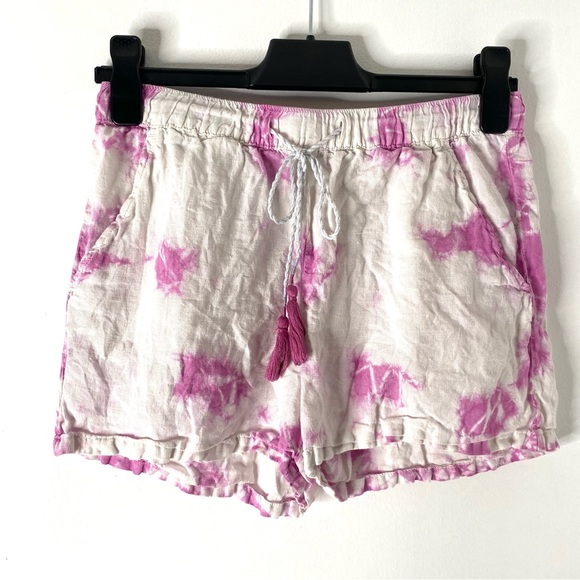 Rachel Zoe Linen Purple White Tie Dye Shorts - Picture 1 of 6